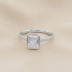 1.30 Carat Max Emerald Cut Bezel Set Lab Grown Diamond Engagement Ring
