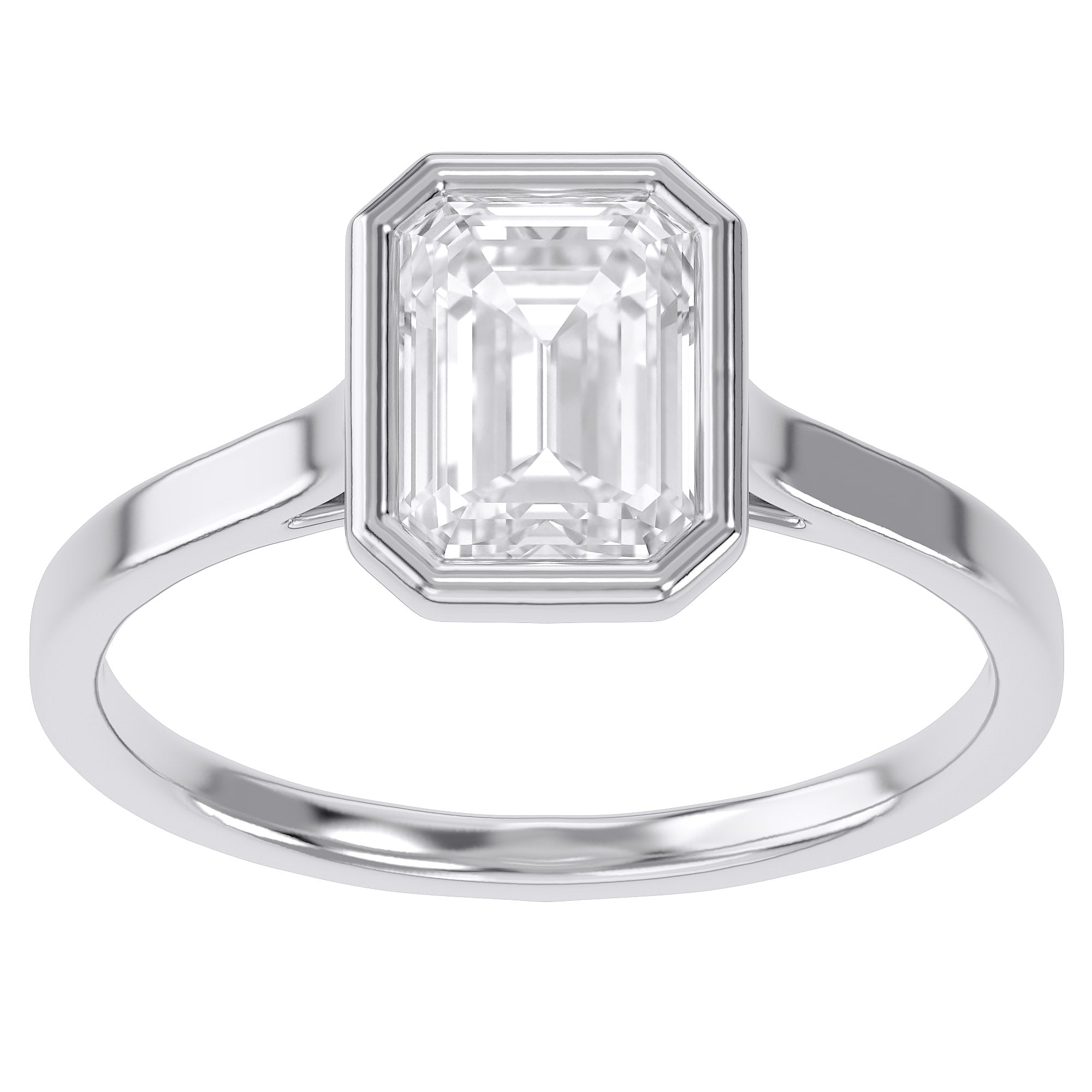 1.30 Carat Max Emerald Cut Bezel Set Lab Grown Diamond Engagement Ring
