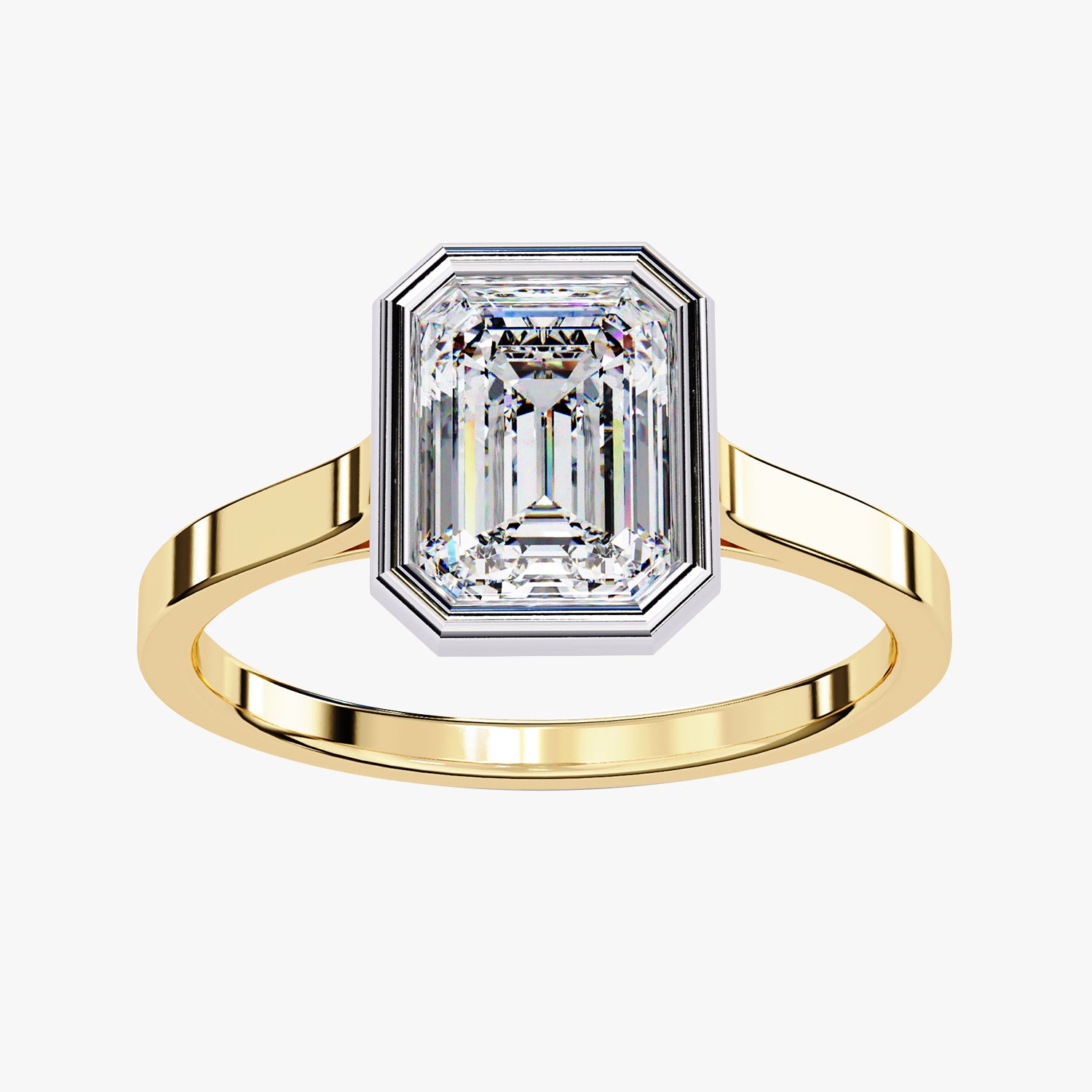 1.30 Carat Max Emerald Cut Bezel Set Lab Grown Diamond Engagement Ring