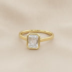 1.30 Carat Max Emerald Cut Bezel Set Lab Grown Diamond Engagement Ring