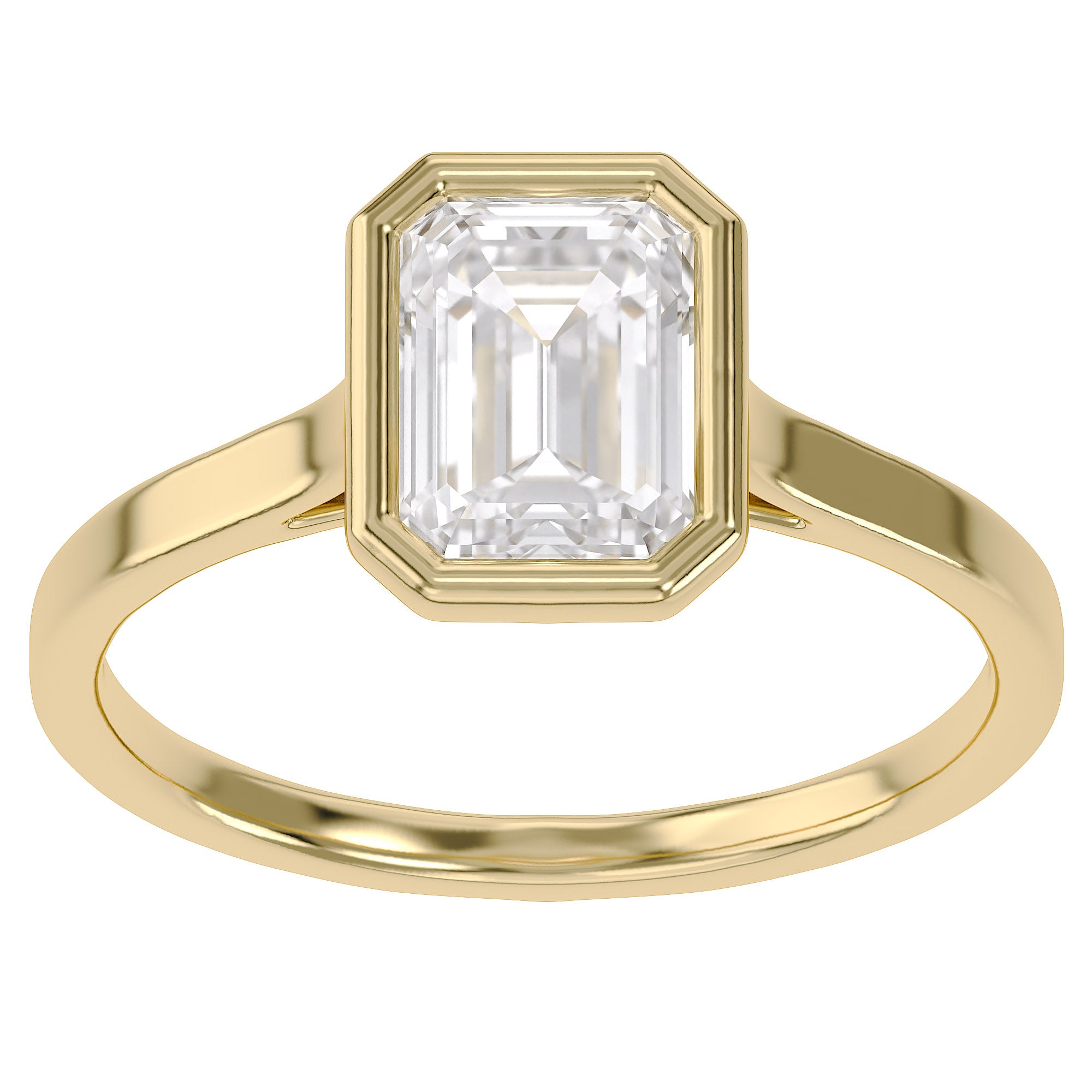 1.30 Carat Max Emerald Cut Bezel Set Lab Grown Diamond Engagement Ring