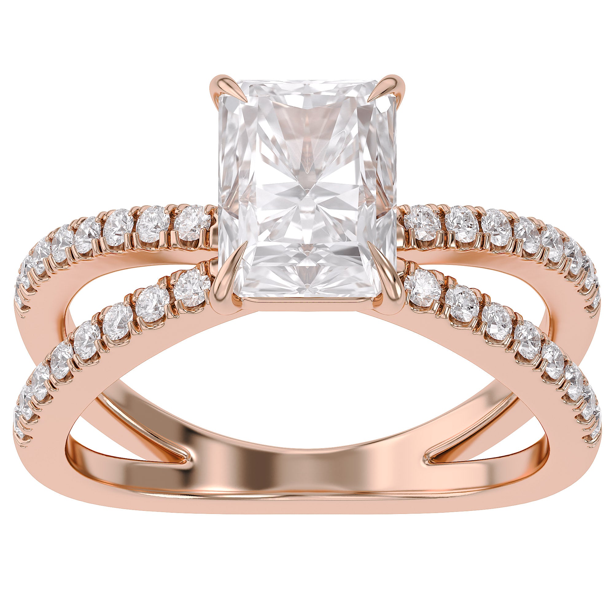 2.80 Carat Kelly Radiant Cut Split Shank Lab Grown Diamond Engagement Ring