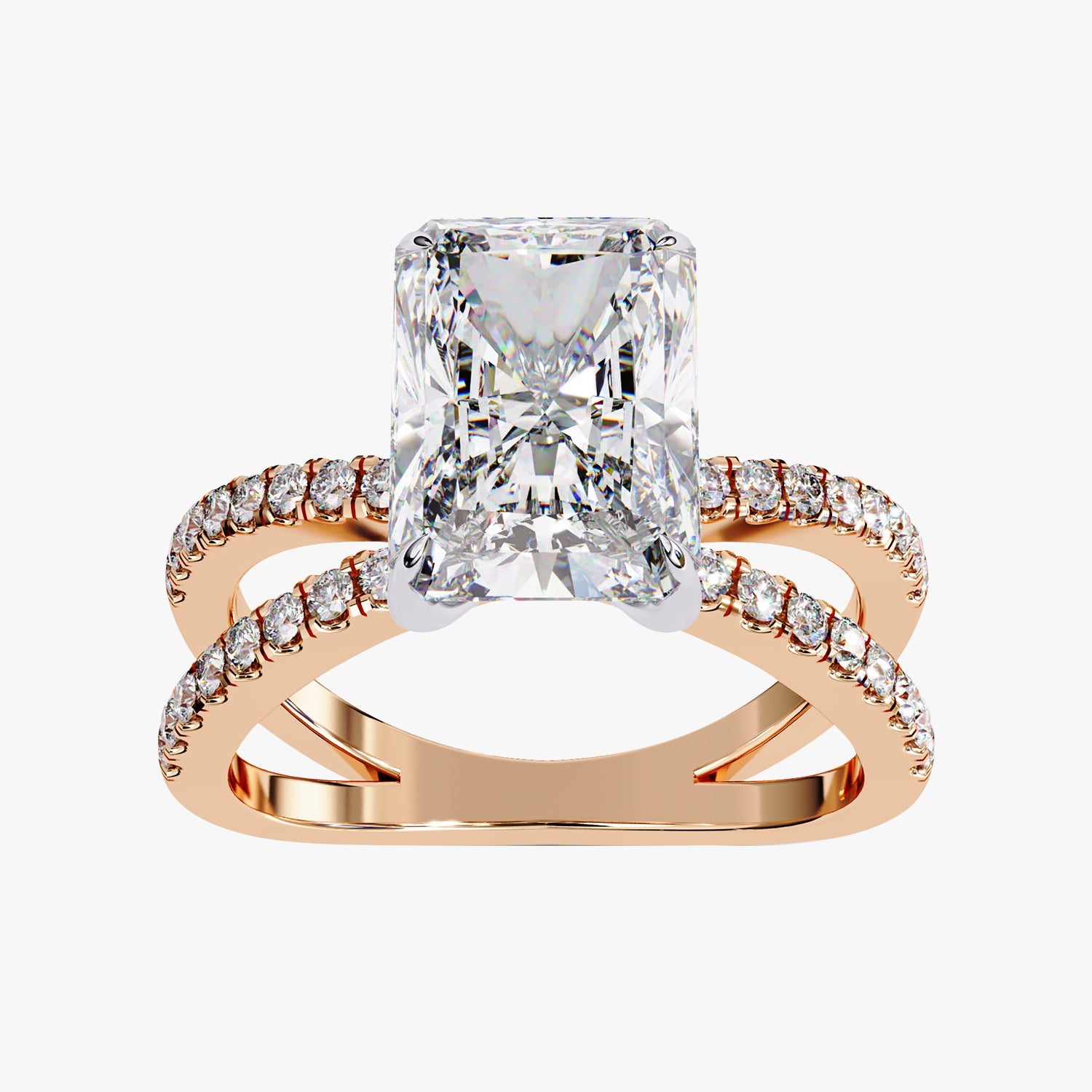 2.80 Carat Kelly Radiant Cut Split Shank Lab Grown Diamond Engagement Ring