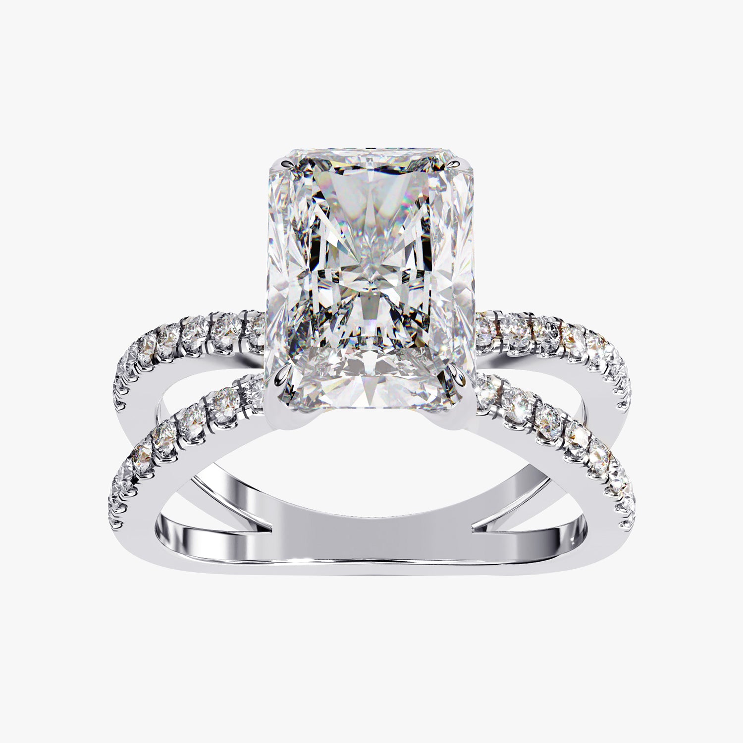 2.80 Carat Kelly Radiant Cut Split Shank Lab Grown Diamond Engagement Ring