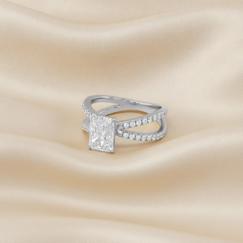 2.80 Carat Kelly Radiant Cut Split Shank Lab Grown Diamond Engagement Ring