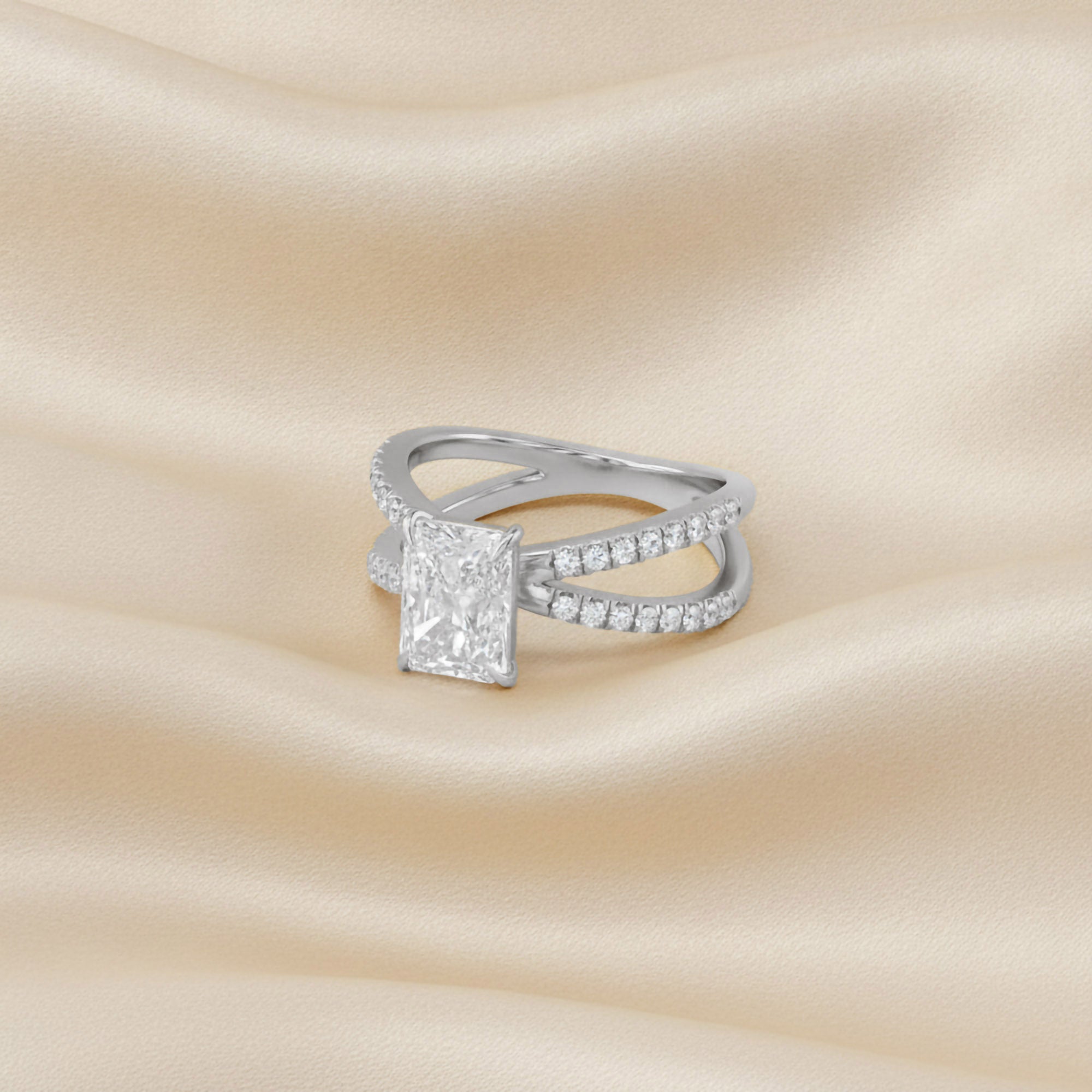2.80 Carat Kelly Radiant Cut Split Shank Lab Grown Diamond Engagement Ring