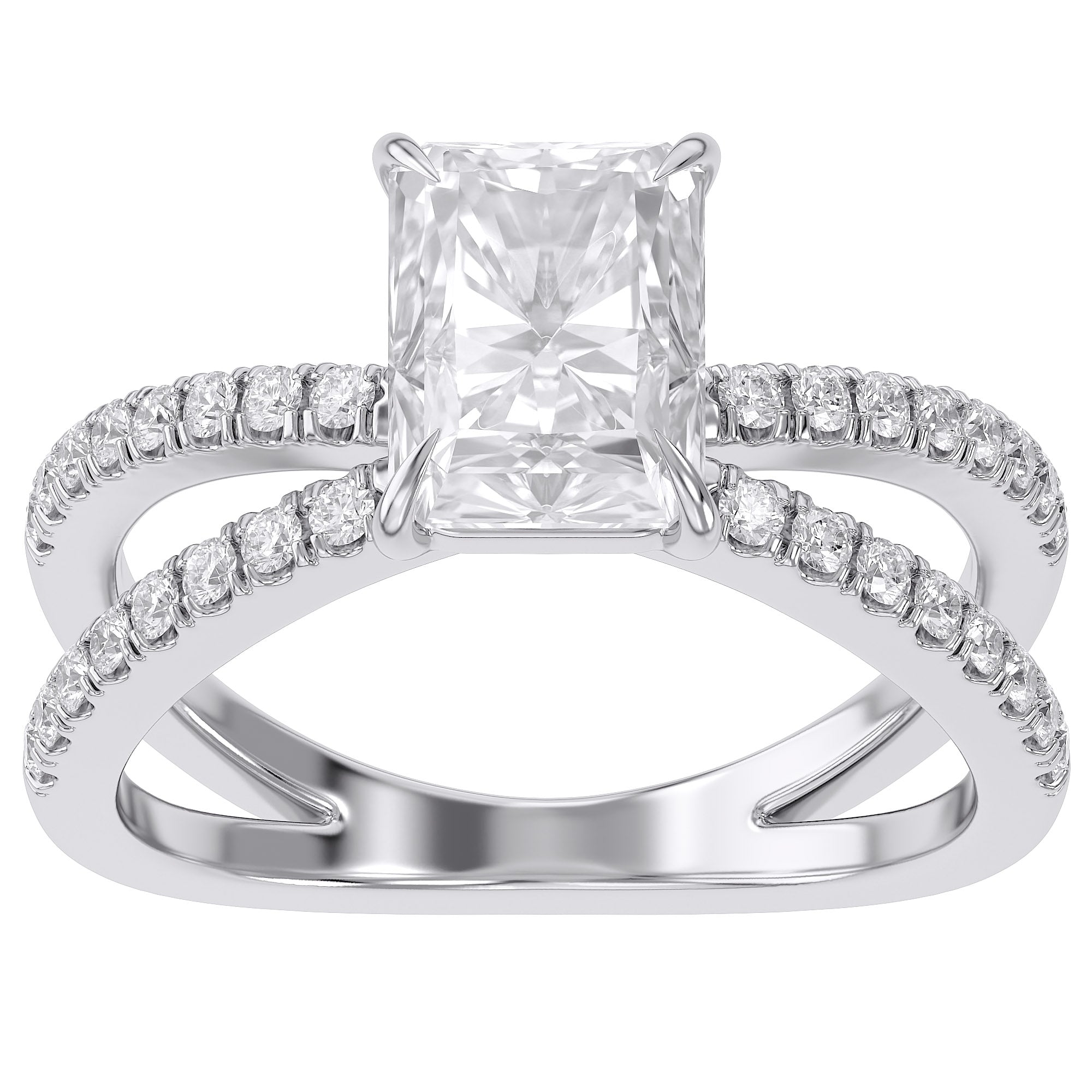 2.80 Carat Kelly Radiant Cut Split Shank Lab Grown Diamond Engagement Ring