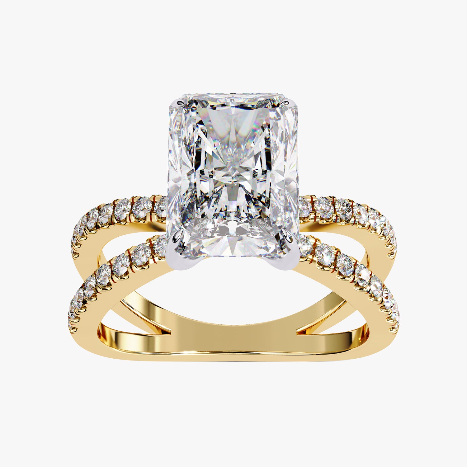 2.80 Carat Kelly Radiant Cut Split Shank Lab Grown Diamond Engagement Ring