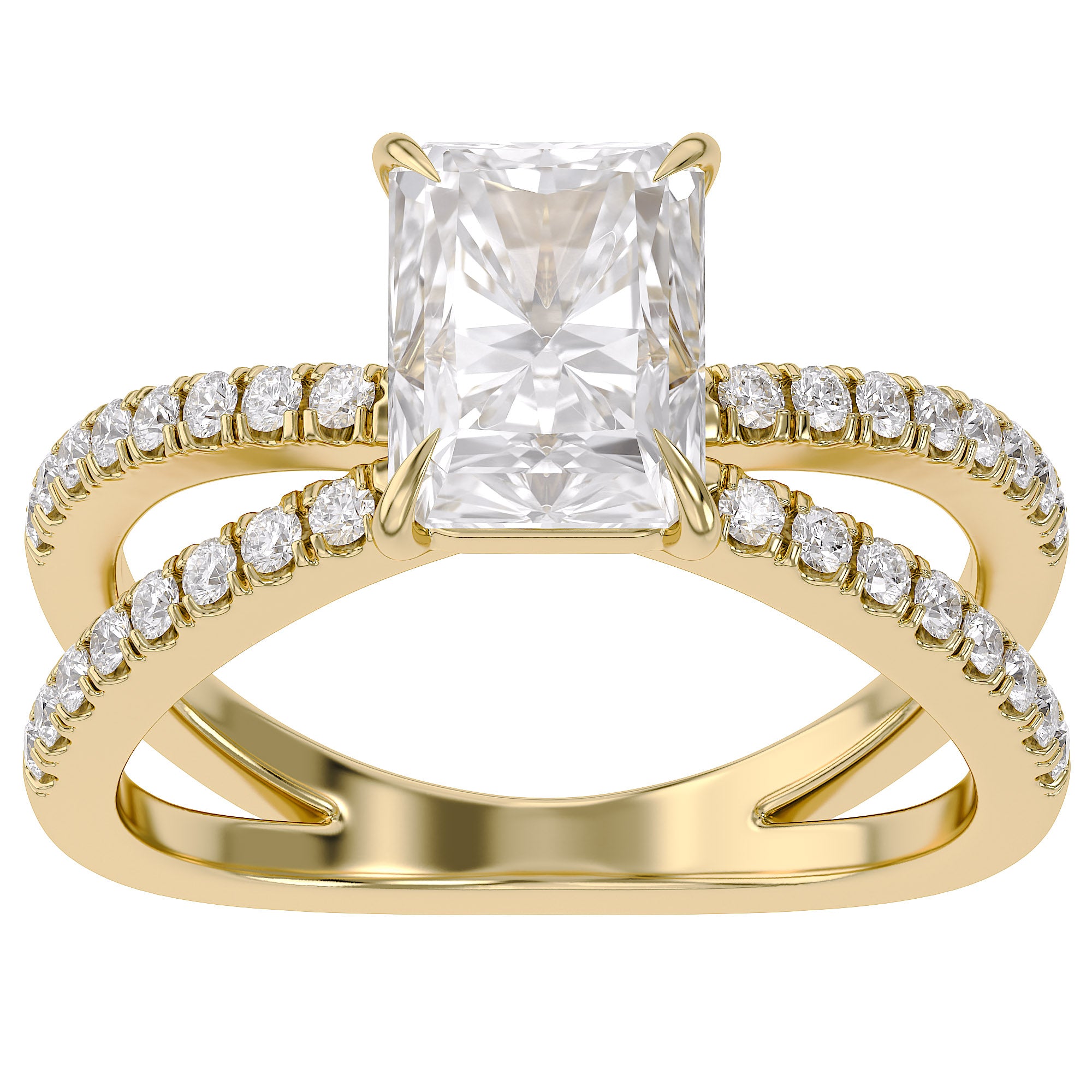 2.80 Carat Kelly Radiant Cut Split Shank Lab Grown Diamond Engagement Ring
