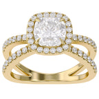 2.25 Carat Kara Cushion Cut Split Shank Halo Lab Grown Diamond Engagement Ring