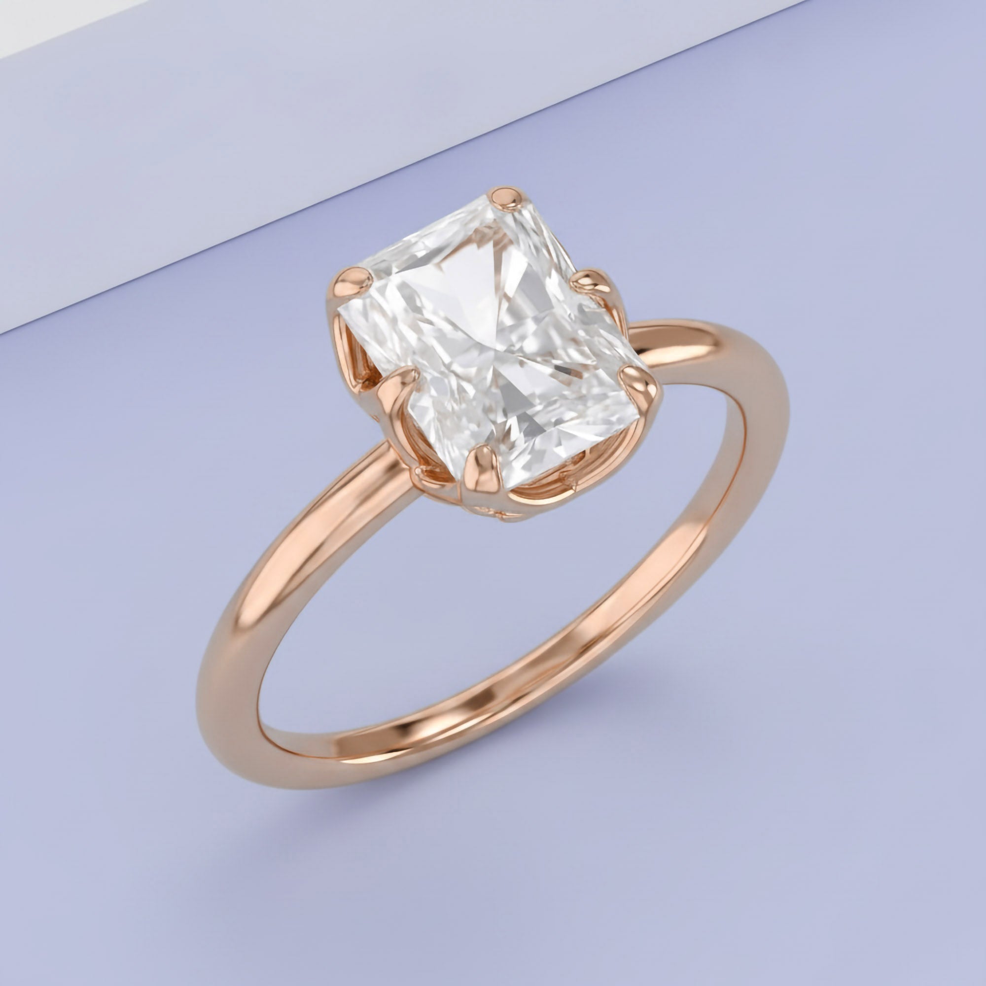 2.55 Carat Auara 6-Prong Radiant Cut Lab Grown Diamond Engagement Ring