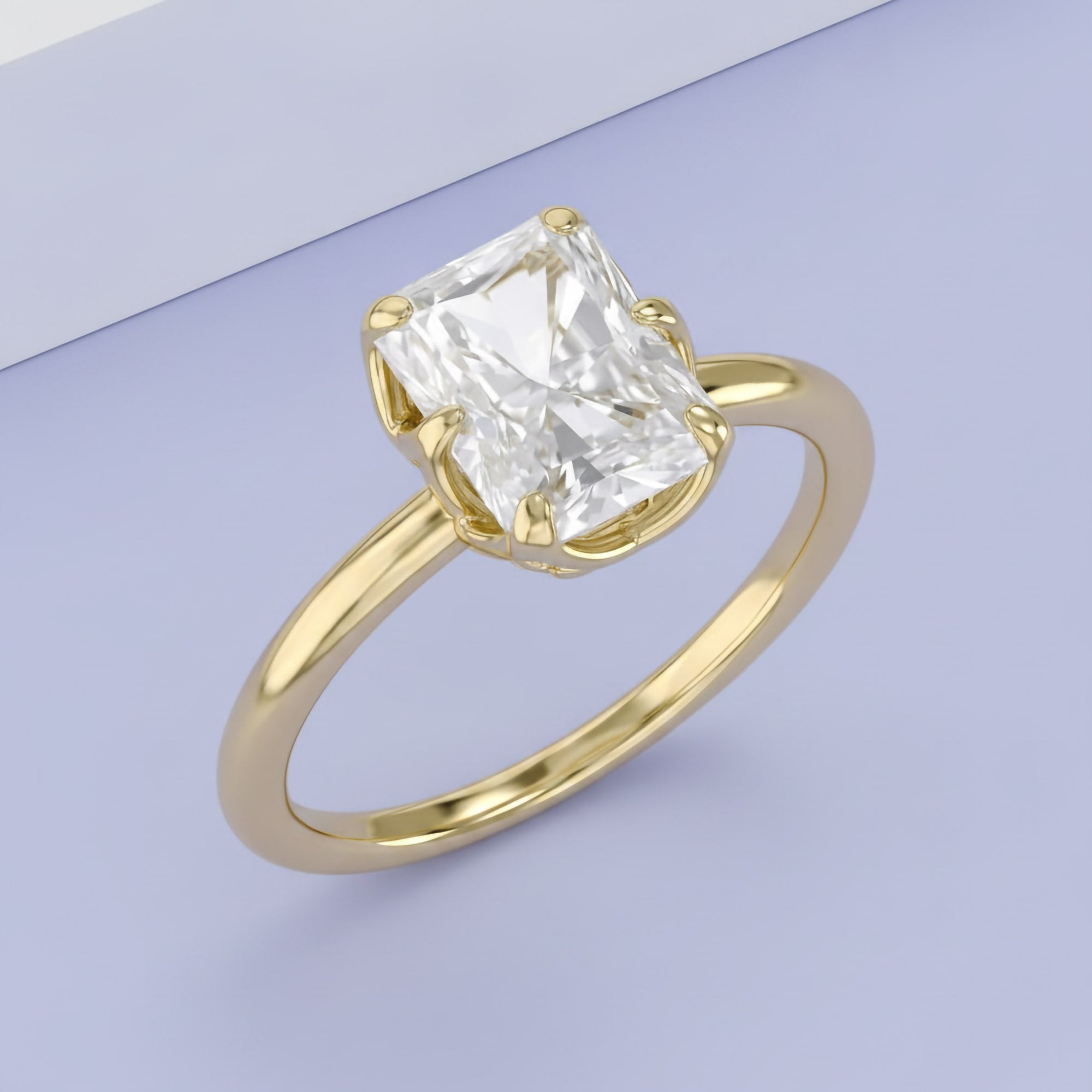 2.55 Carat Auara 6-Prong Radiant Cut Lab Grown Diamond Engagement Ring