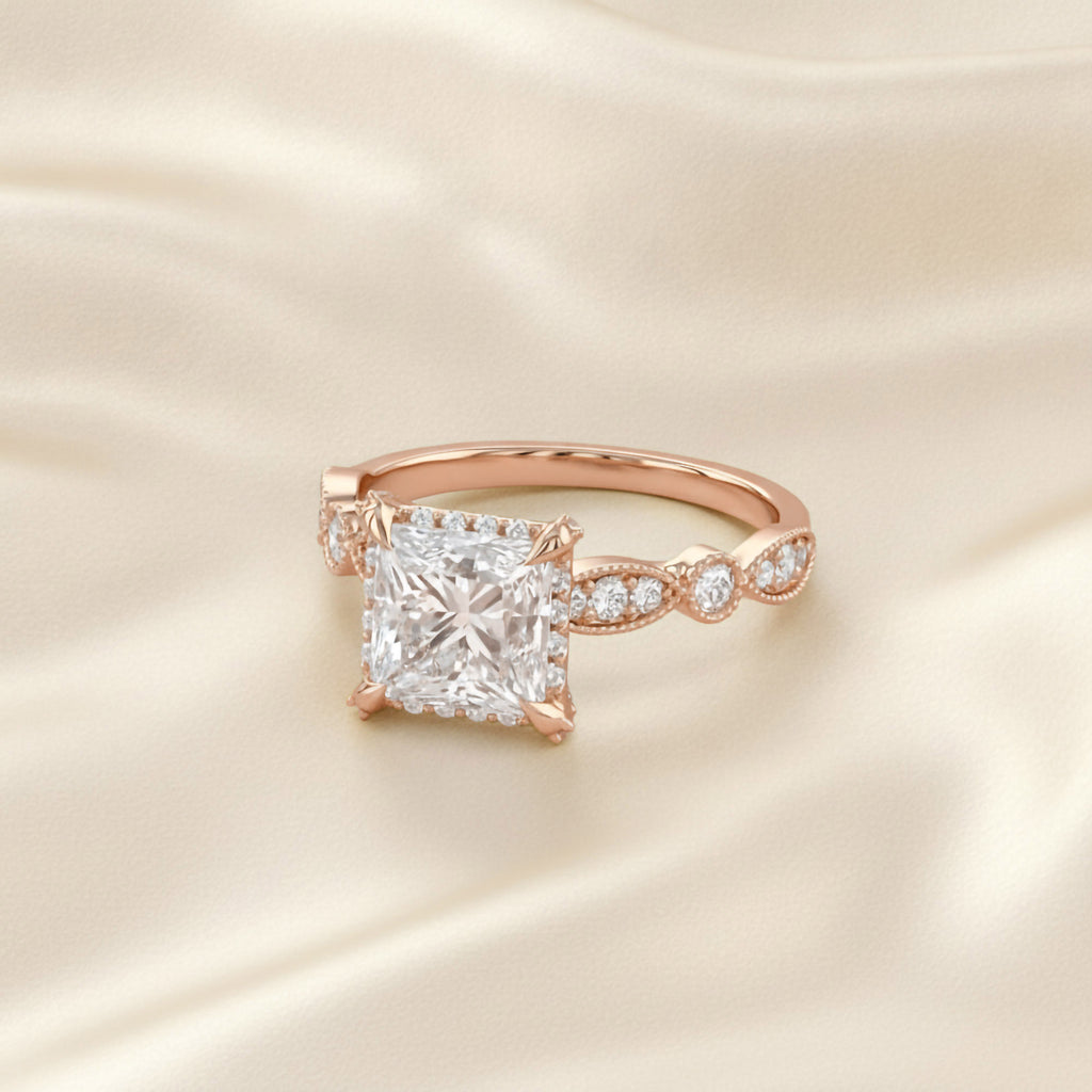 Halo Solitaire Lab Grown Diamond Engagement Ring