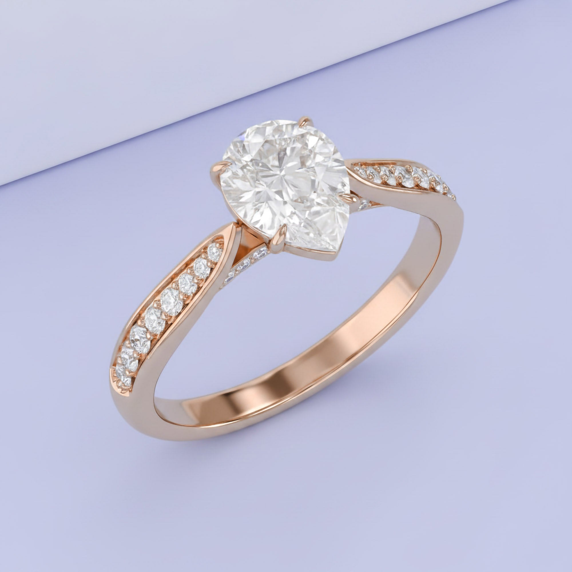 1.05 Carat Polly Pear Shape Stackable Lab Grown Diamond Engagement Ring