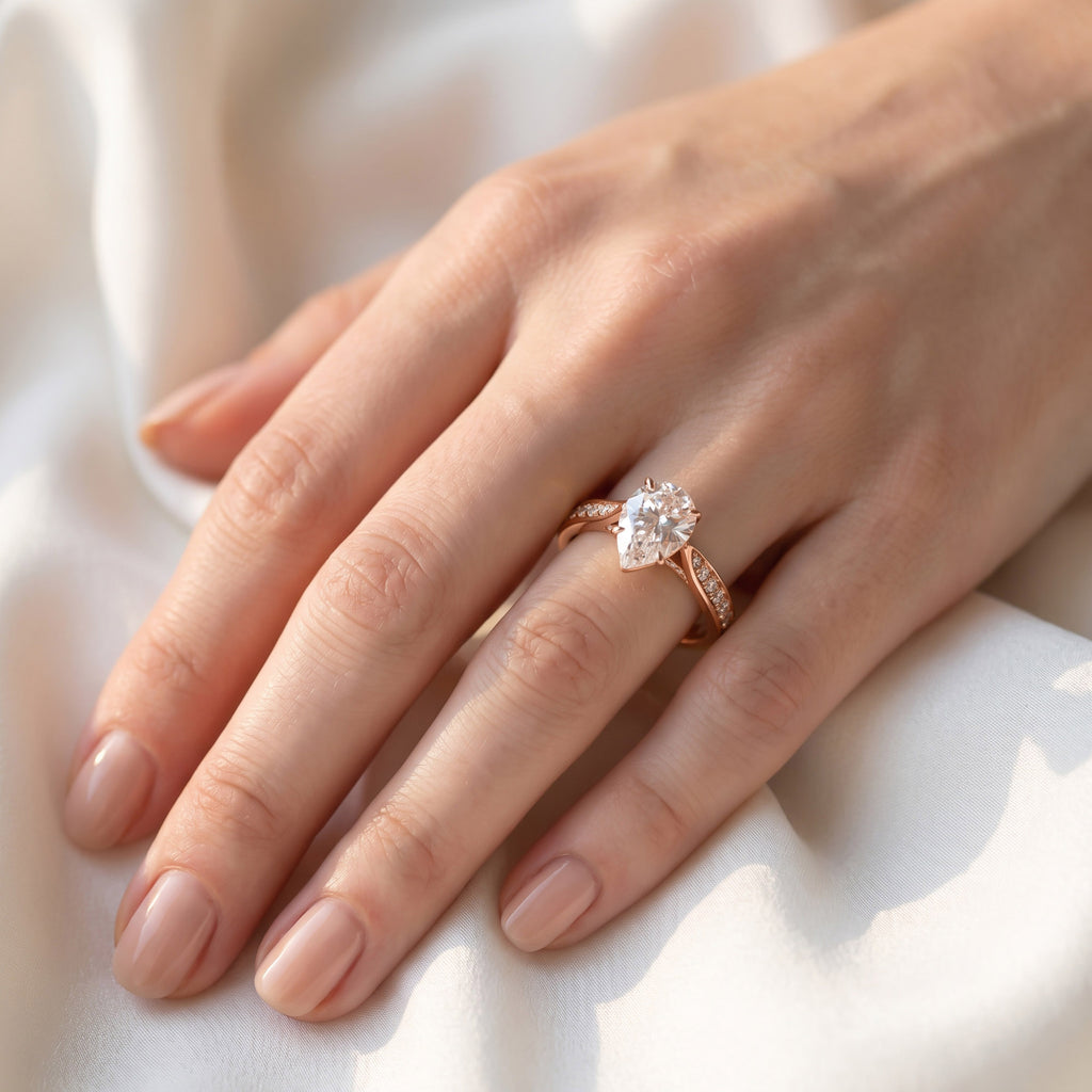 1.05 Carat Polly Pear Shape Stackable Lab Grown Diamond Engagement Ring
