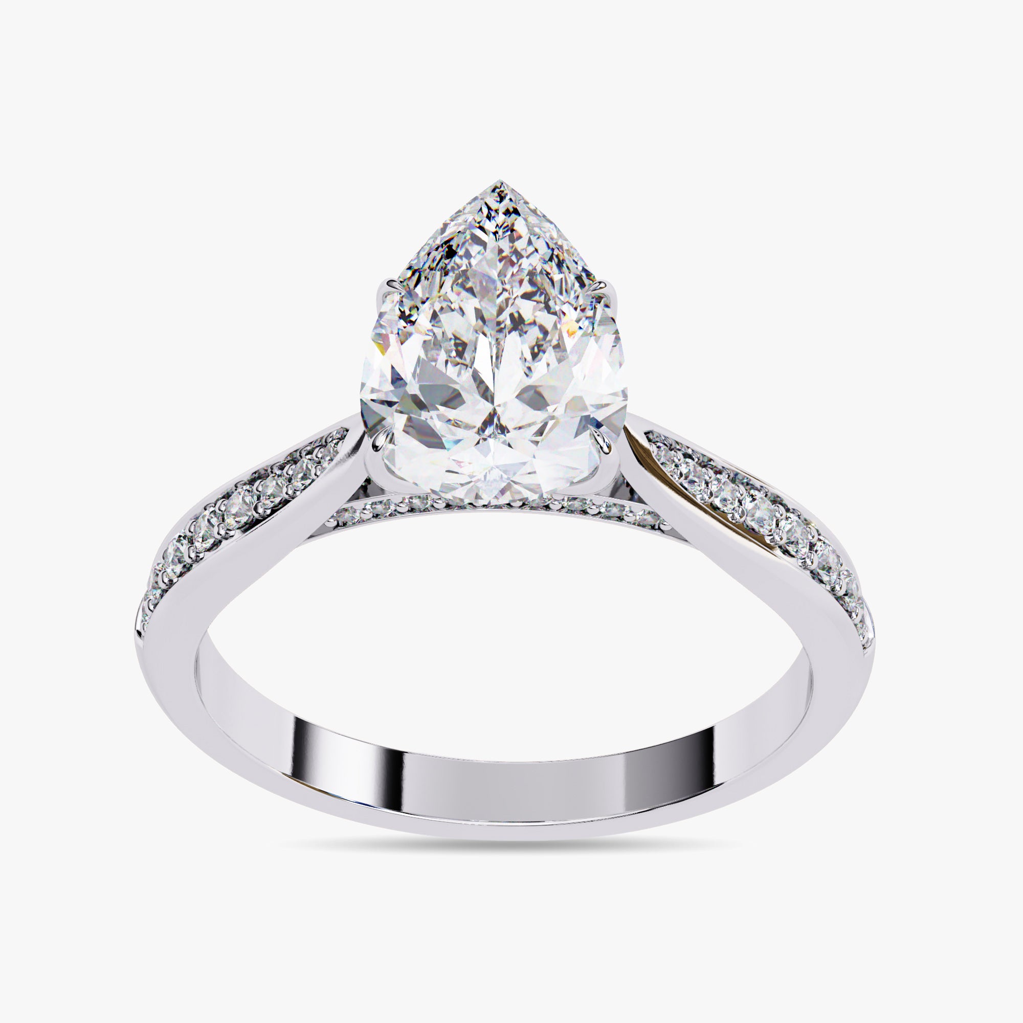 1.05 Carat Polly Pear Cut Stackable Lab Grown Diamond Engagement Ring