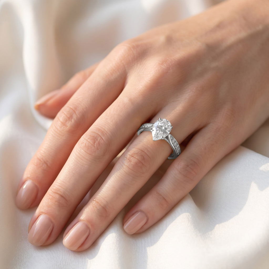 1.05 Carat Polly Pear Shape Stackable Lab Grown Diamond Engagement Ring