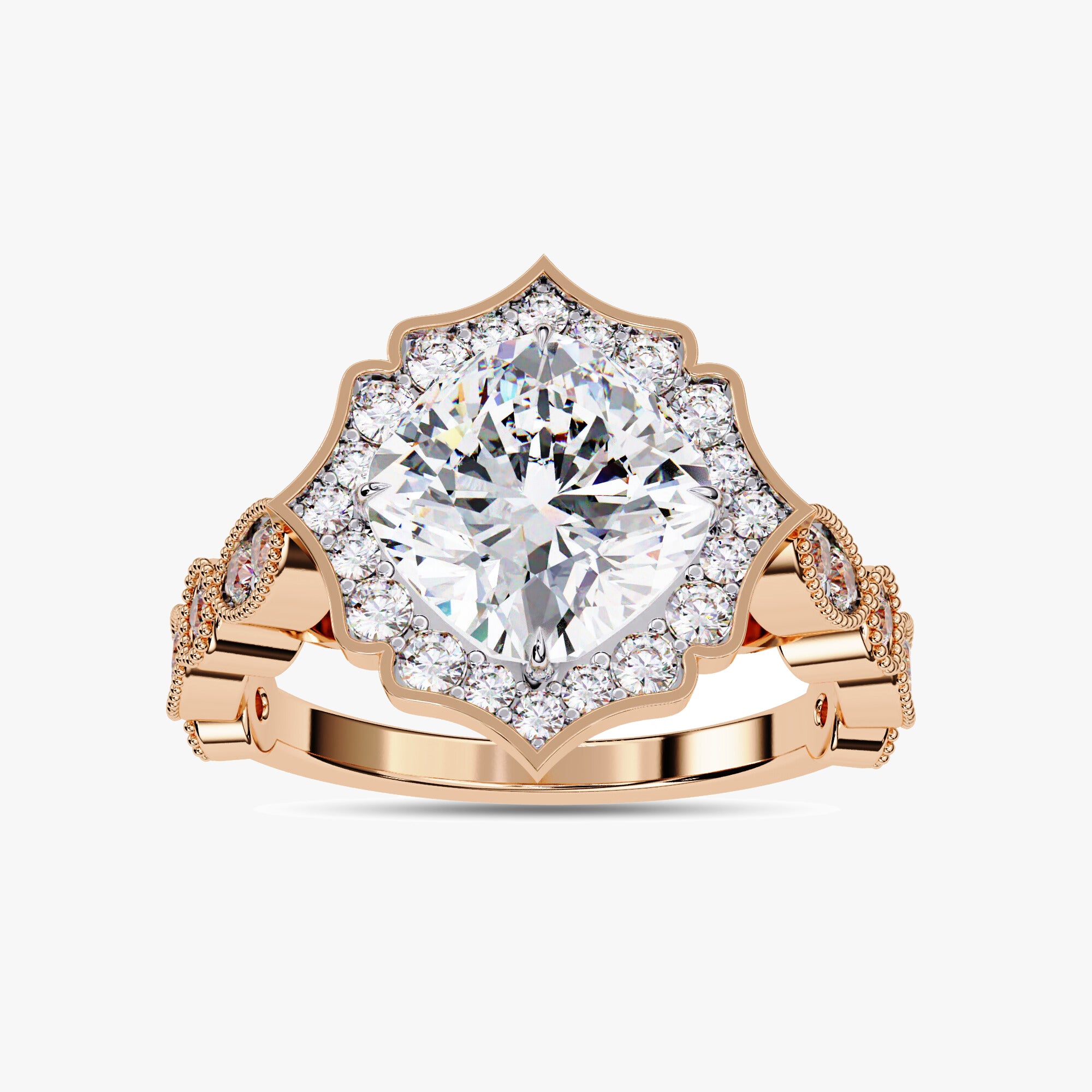 2.55 Carat Piper Floral Halo Lab Grown Diamond Engagement Ring