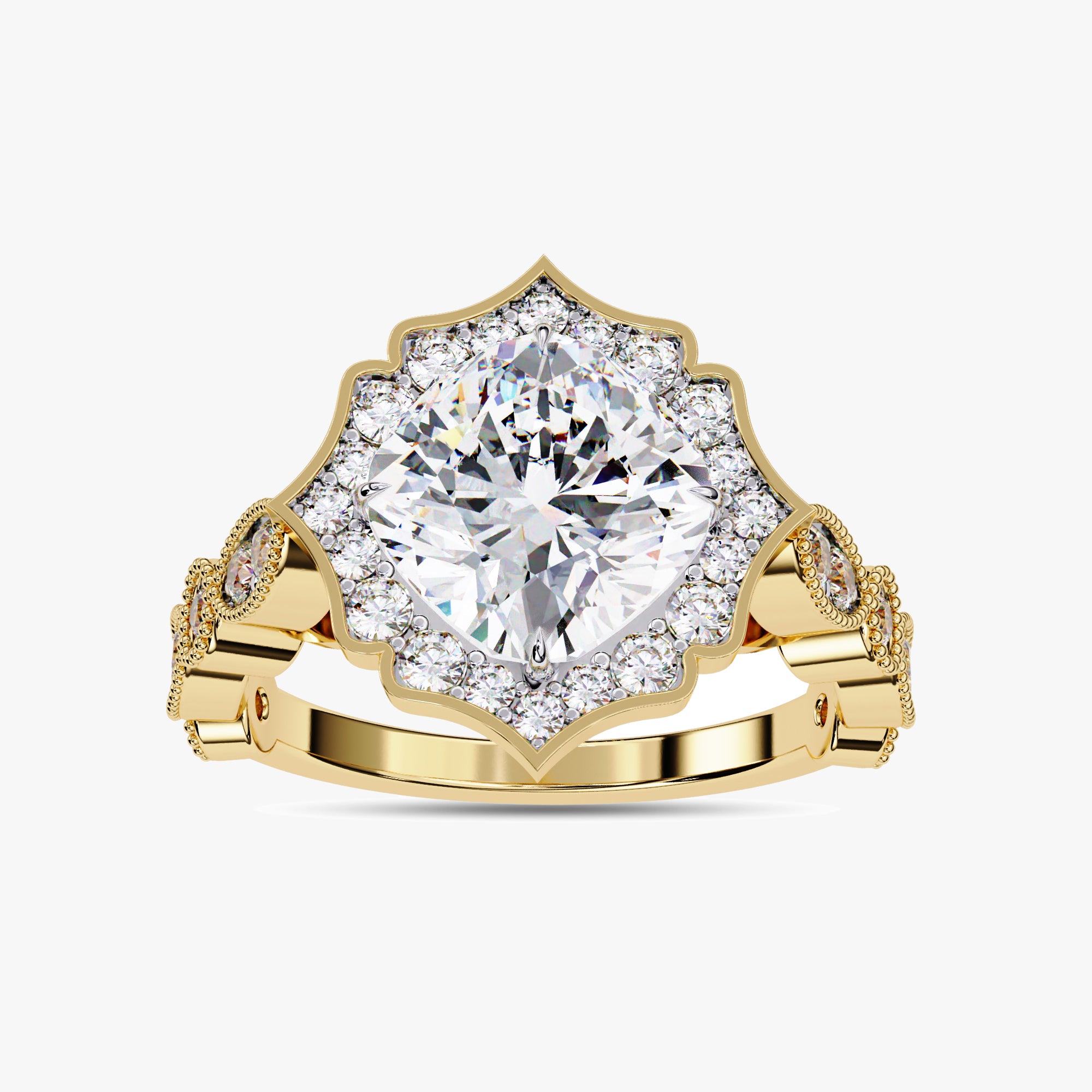 2.55 Carat Piper Floral Halo Lab Grown Diamond Engagement Ring