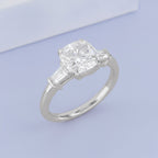3.85 Carat Eabha Three Stone Cushion Cut Lab Grown Diamond Engagement Ring