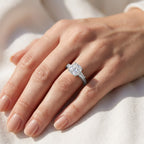 3.85 Carat Eabha Three Stone Cushion Cut Lab Grown Diamond Engagement Ring