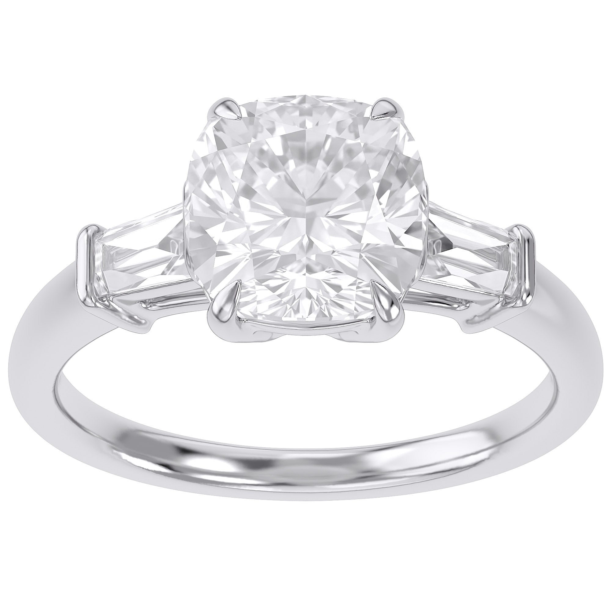 3.85 Carat Eabha Three Stone Cushion Cut Lab Grown Diamond Engagement Ring