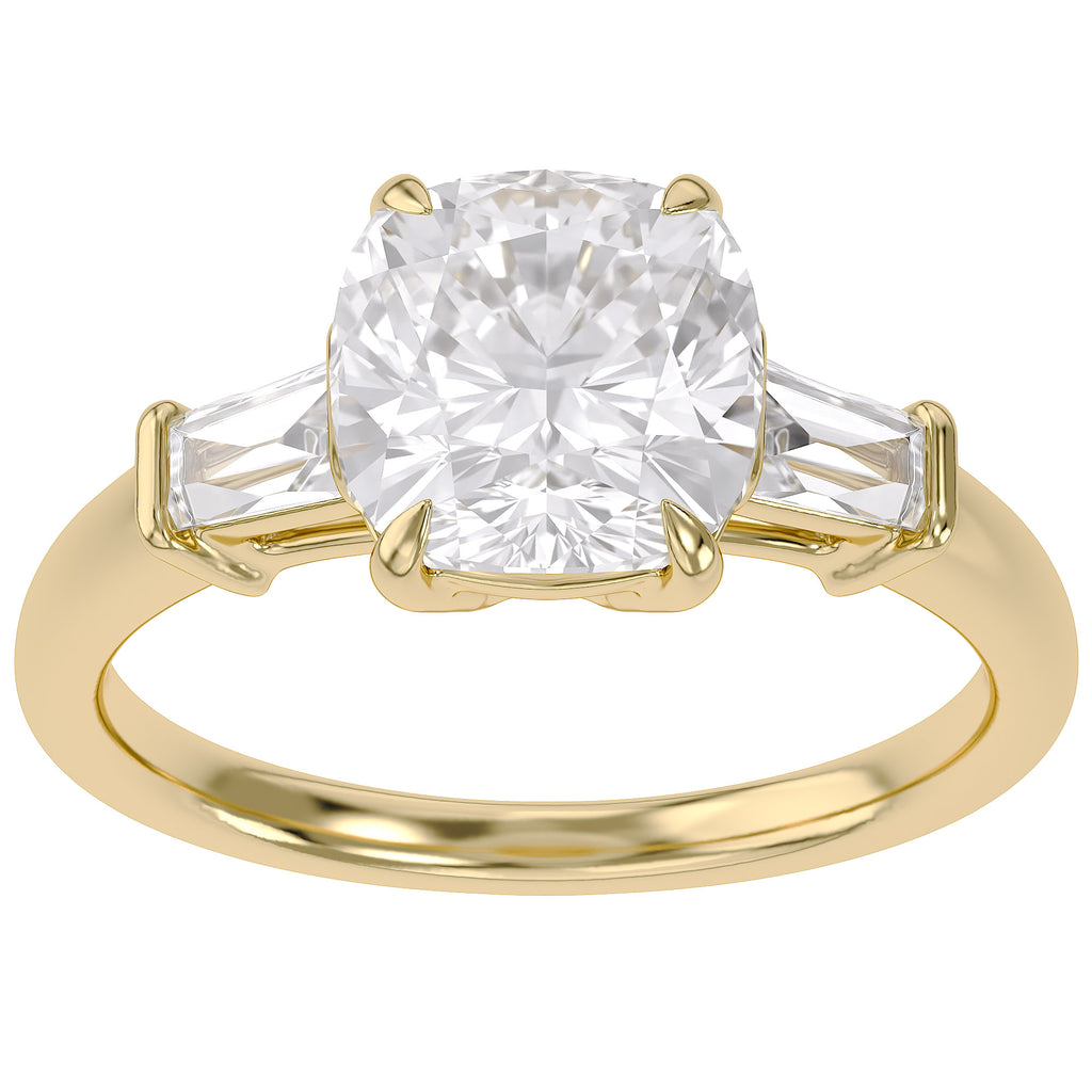 3.85 Carat Eabha Three Stone Cushion Cut Lab Grown Diamond Engagement Ring