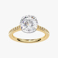 3.40 Carat Buttercup Studded Hidden Halo Lab Grown Diamond Engagement Ring