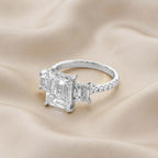 5.20 Carat Leda 3 Stone Hidden Halo Lab Grown Diamond Engagement Ring