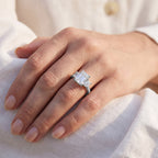 5.20 Carat Leda 3 Stone Hidden Halo Lab Grown Diamond Engagement Ring
