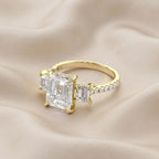 5.20 Carat Leda 3 Stone Hidden Halo Lab Grown Diamond Engagement Ring