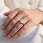 5.20 Carat Leda 3 Stone Hidden Halo Lab Grown Diamond Engagement Ring