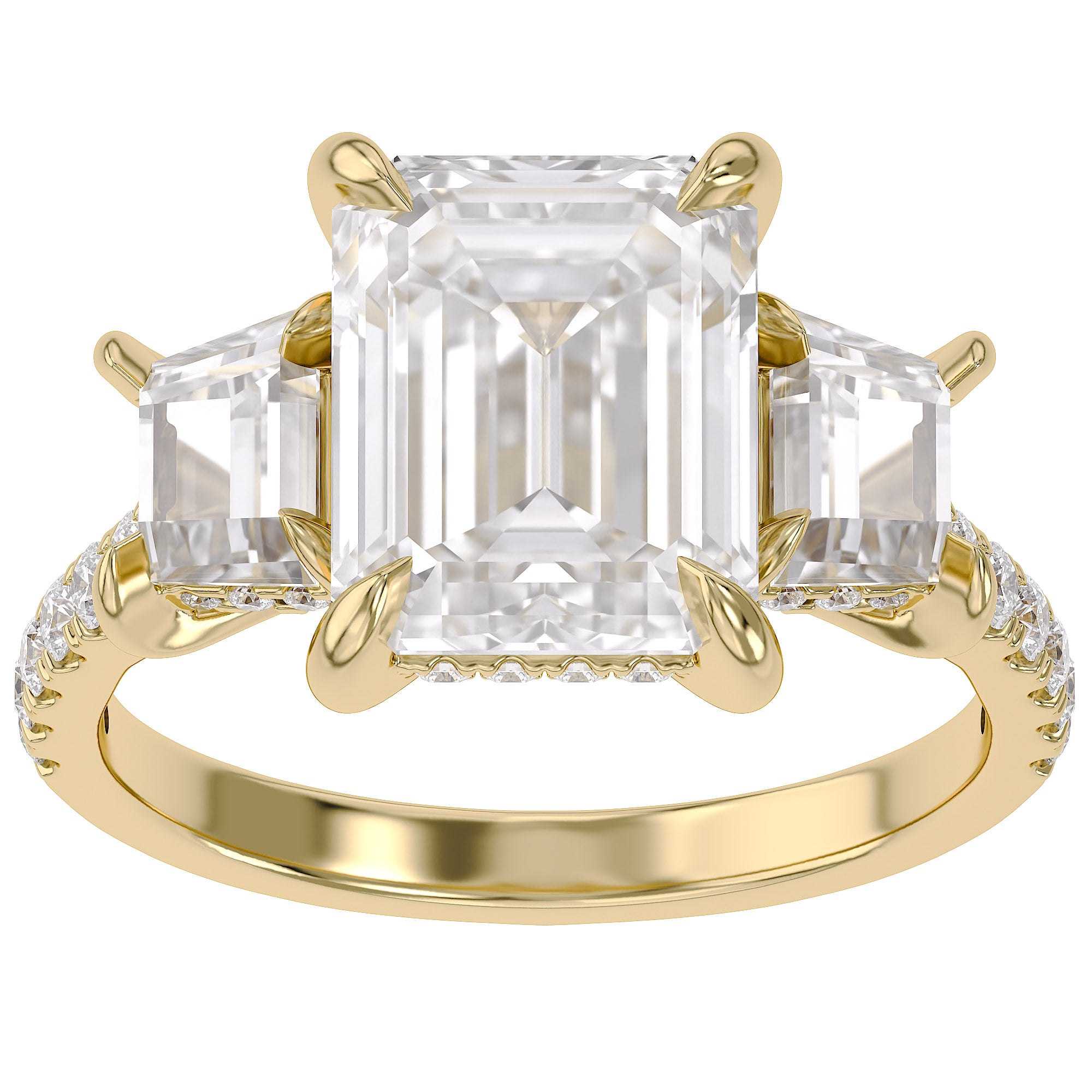 5.20 Carat Leda 3 Stone Hidden Halo Lab Grown Diamond Engagement Ring
