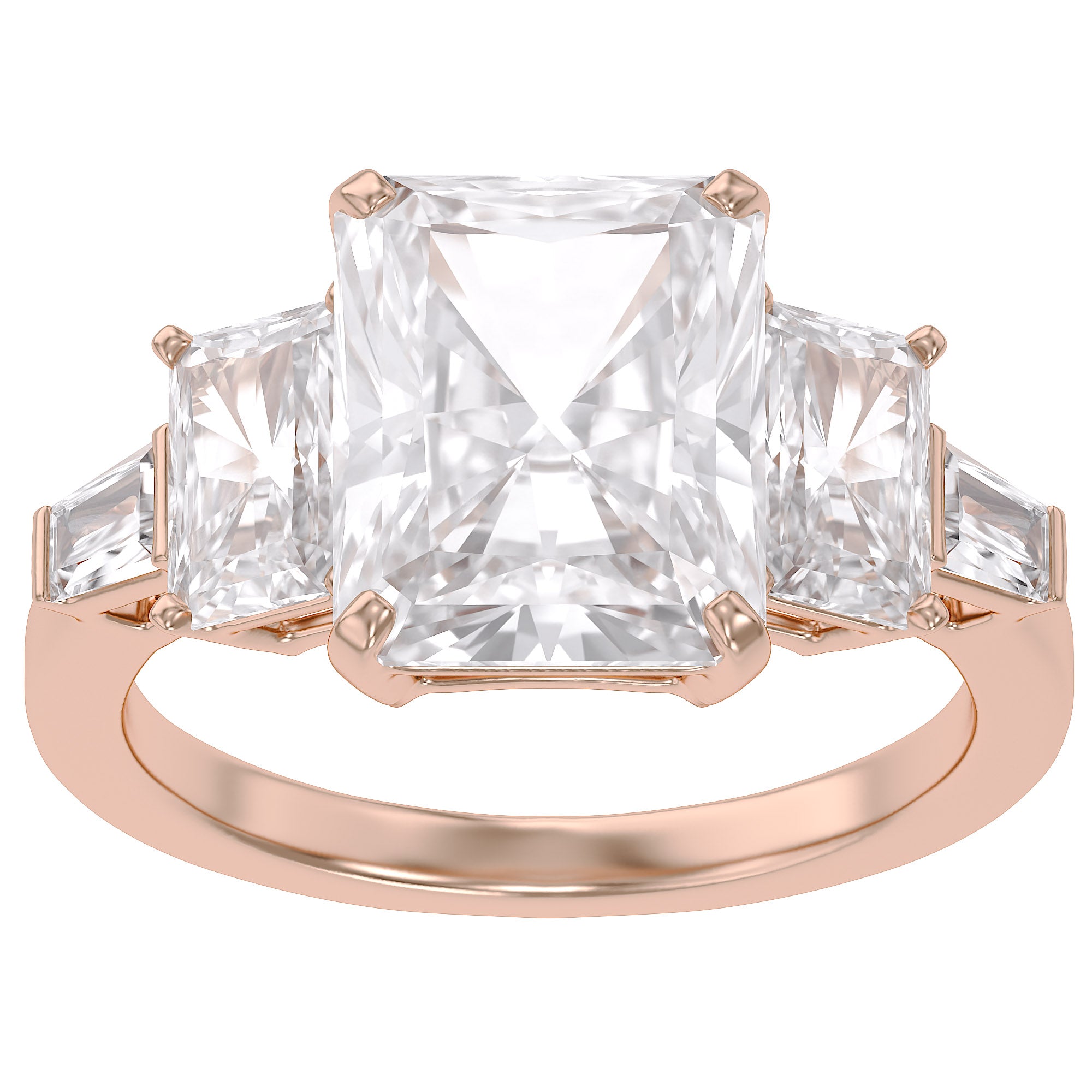 6.60 Carat  Esmarie Five Stone Radiant Cut Lab Grown Diamond Engagement Ring