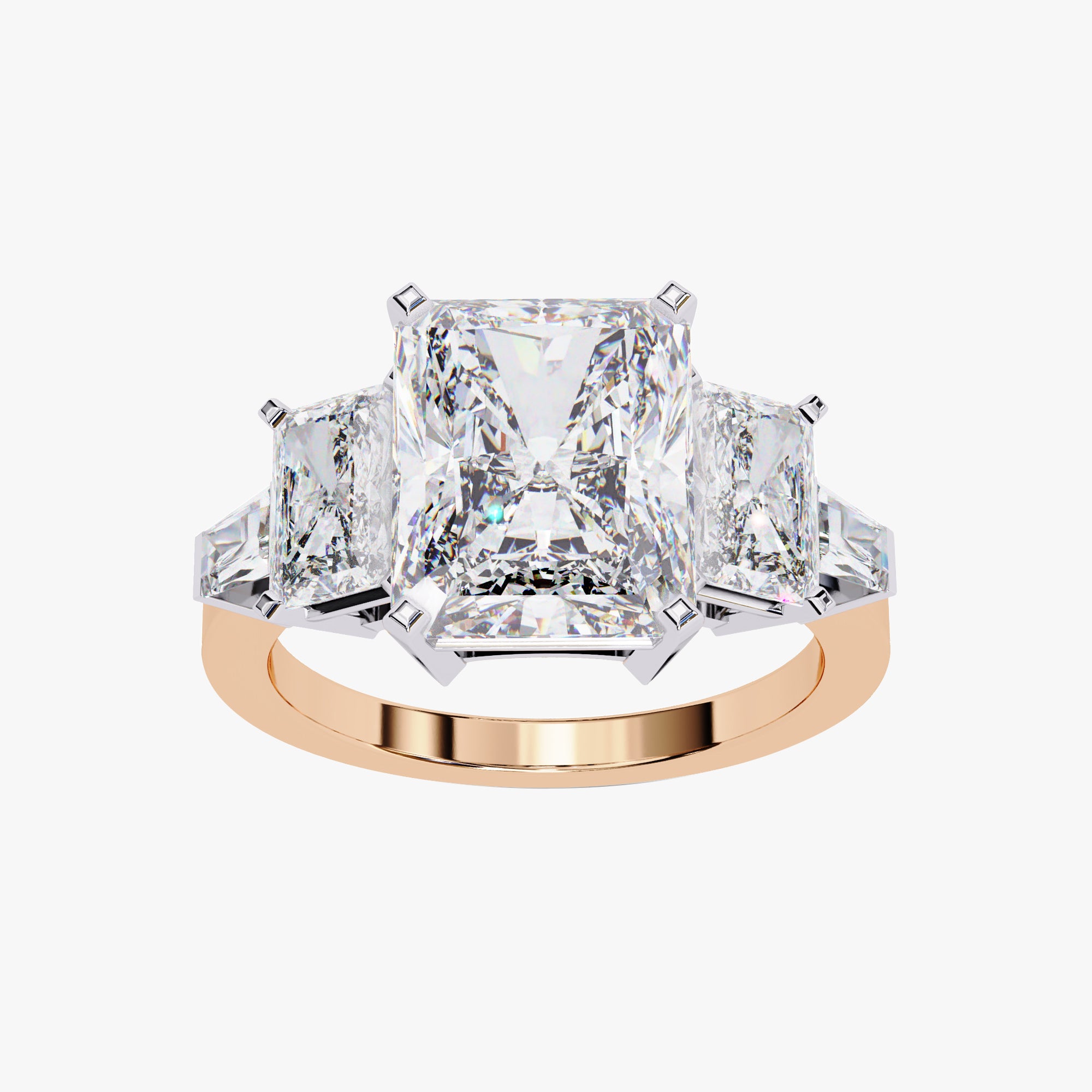 6.60 Carat  Esmarie Five Stone Radiant Cut Lab Grown Diamond Engagement Ring