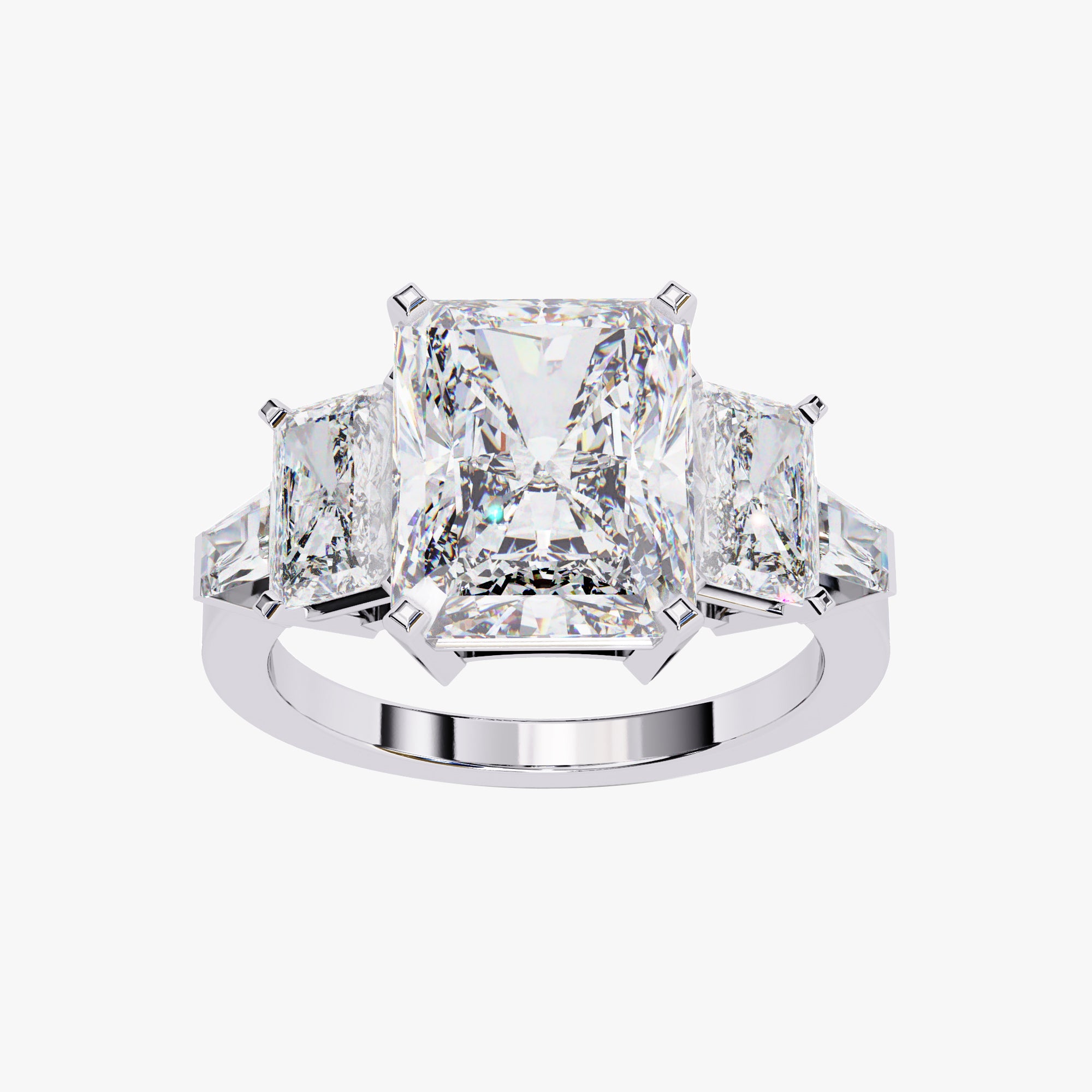 6.60 Carat  Esmarie Five Stone Radiant Cut Lab Grown Diamond Engagement Ring