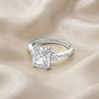 3.95 Carat Elisabeth 3 Stone Hidden Halo Lab Grown Diamond Engagement Ring