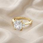 3.95 Carat Elisabeth 3 Stone Hidden Halo Lab Grown Diamond Engagement Ring