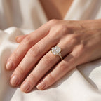 3.95 Carat Elisabeth 3 Stone Hidden Halo Lab Grown Diamond Engagement Ring