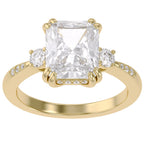 3.95 Carat Elisabeth 3 Stone Hidden Halo Lab Grown Diamond Engagement Ring