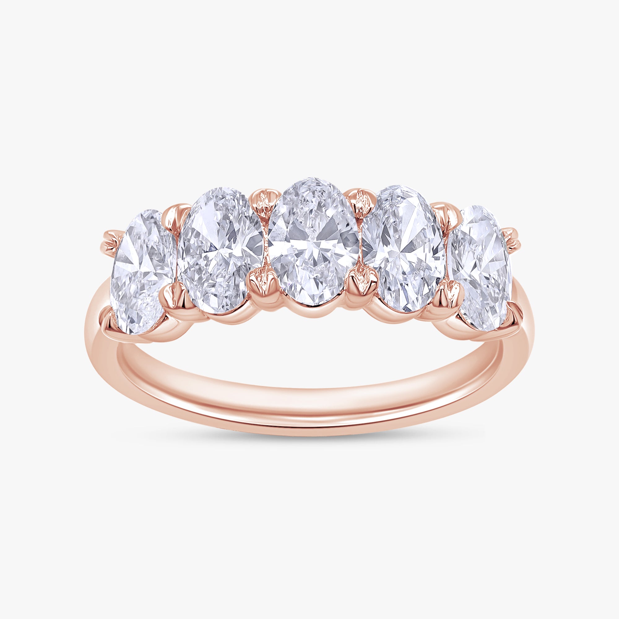 2.00 Carat Oval Cut Lab Grown Diamond 5-Stone Engagement Ring