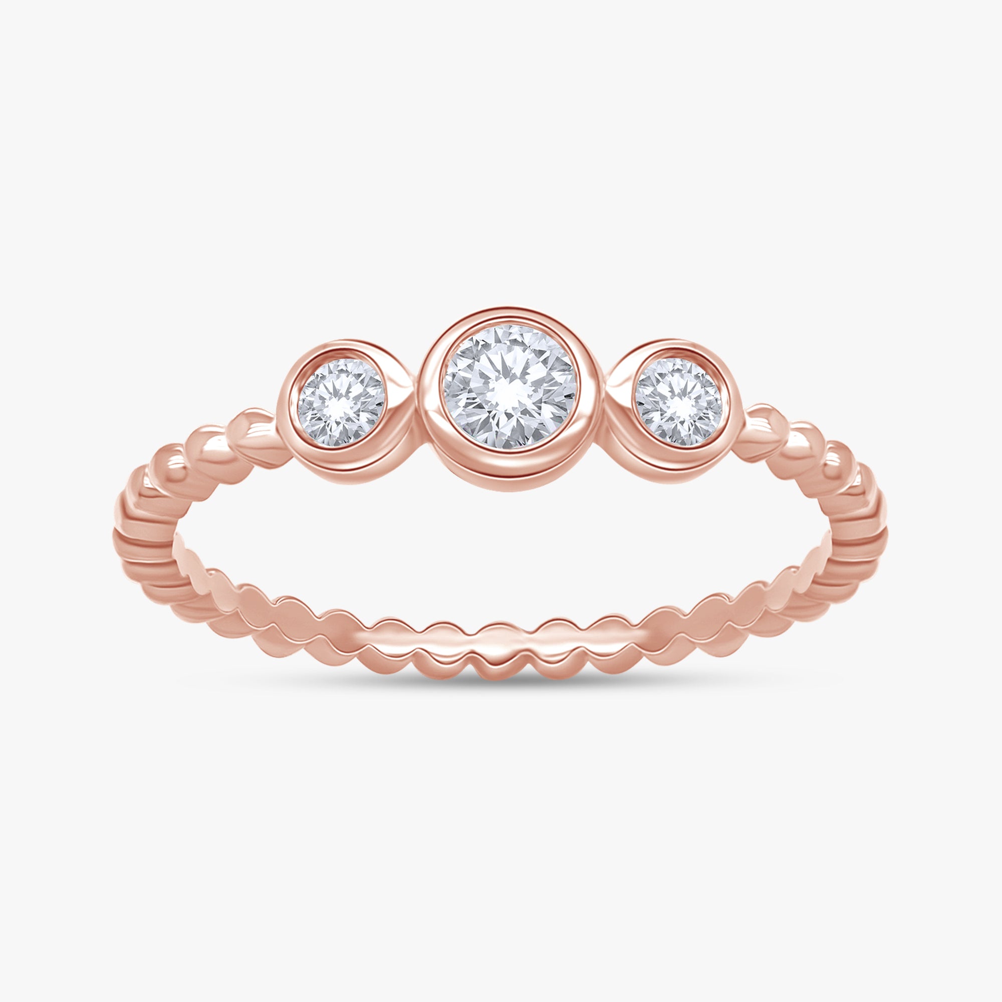 Round Shape 0.25 Carat Lab Grown Diamond 3 Stone Engagement Rings