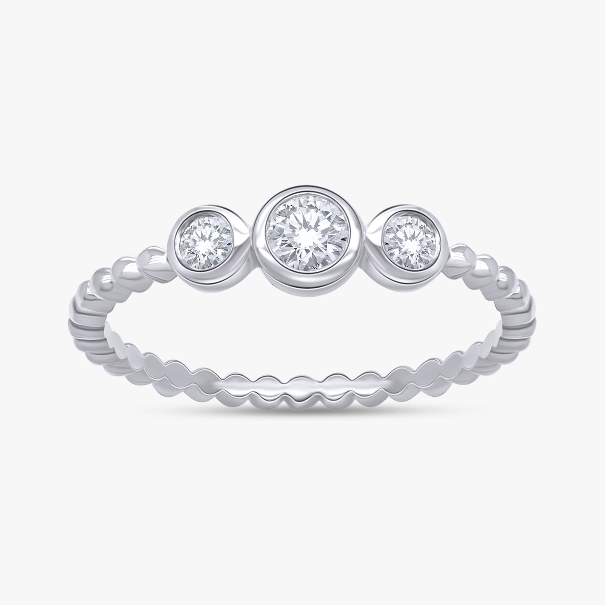 Round Shape 0.25 Carat Lab Grown Diamond 3 Stone Engagement Rings