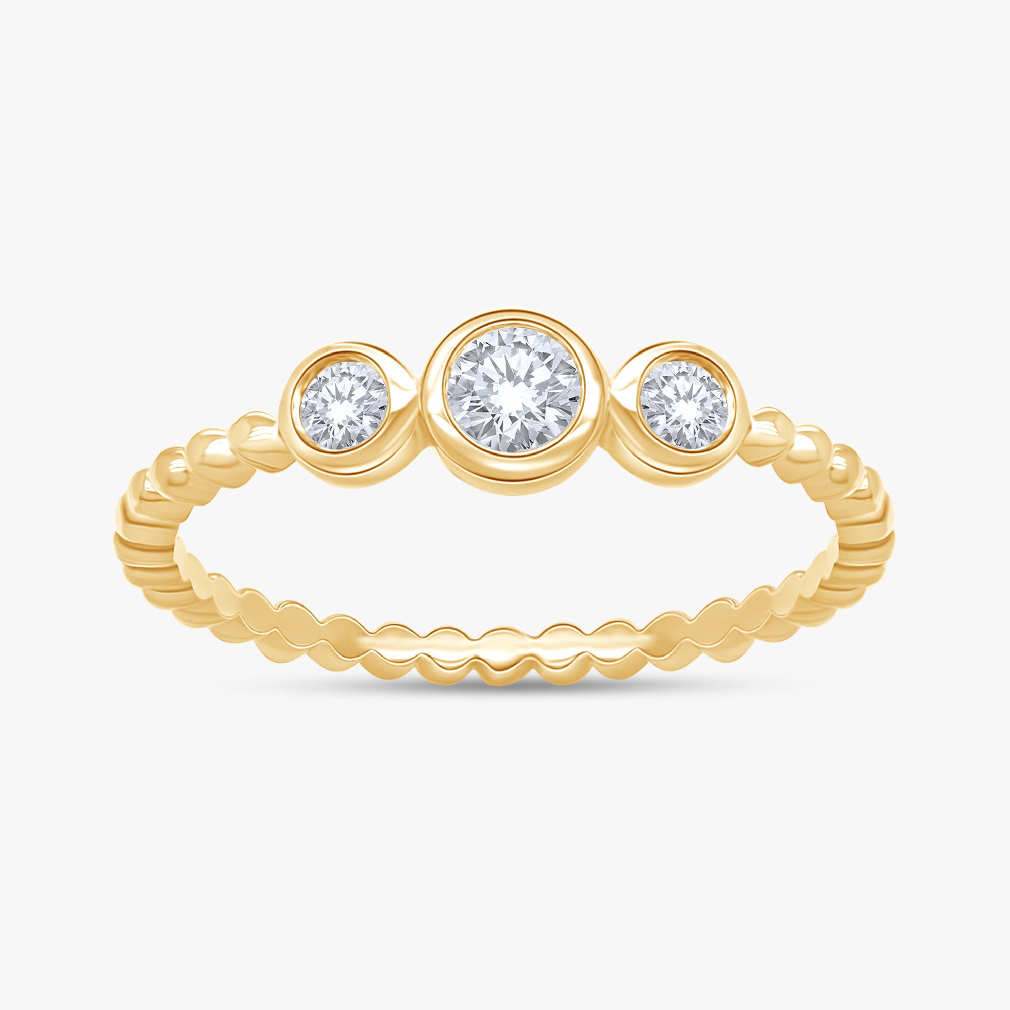 Round Shape 0.25 Carat Lab Grown Diamond 3 Stone Engagement Rings
