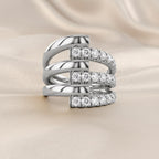 1.68 Carat Round Cut Lab Grown Diamond Three Row Engagement Ring