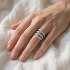 1.68 Carat Round Cut Lab Grown Diamond Three Row Engagement Ring
