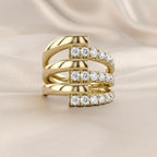 1.68 Carat Round Cut Lab Grown Diamond Three Row Engagement Ring