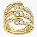 1.68 Carat Round Cut Lab Grown Diamond Three Row Engagement Ring