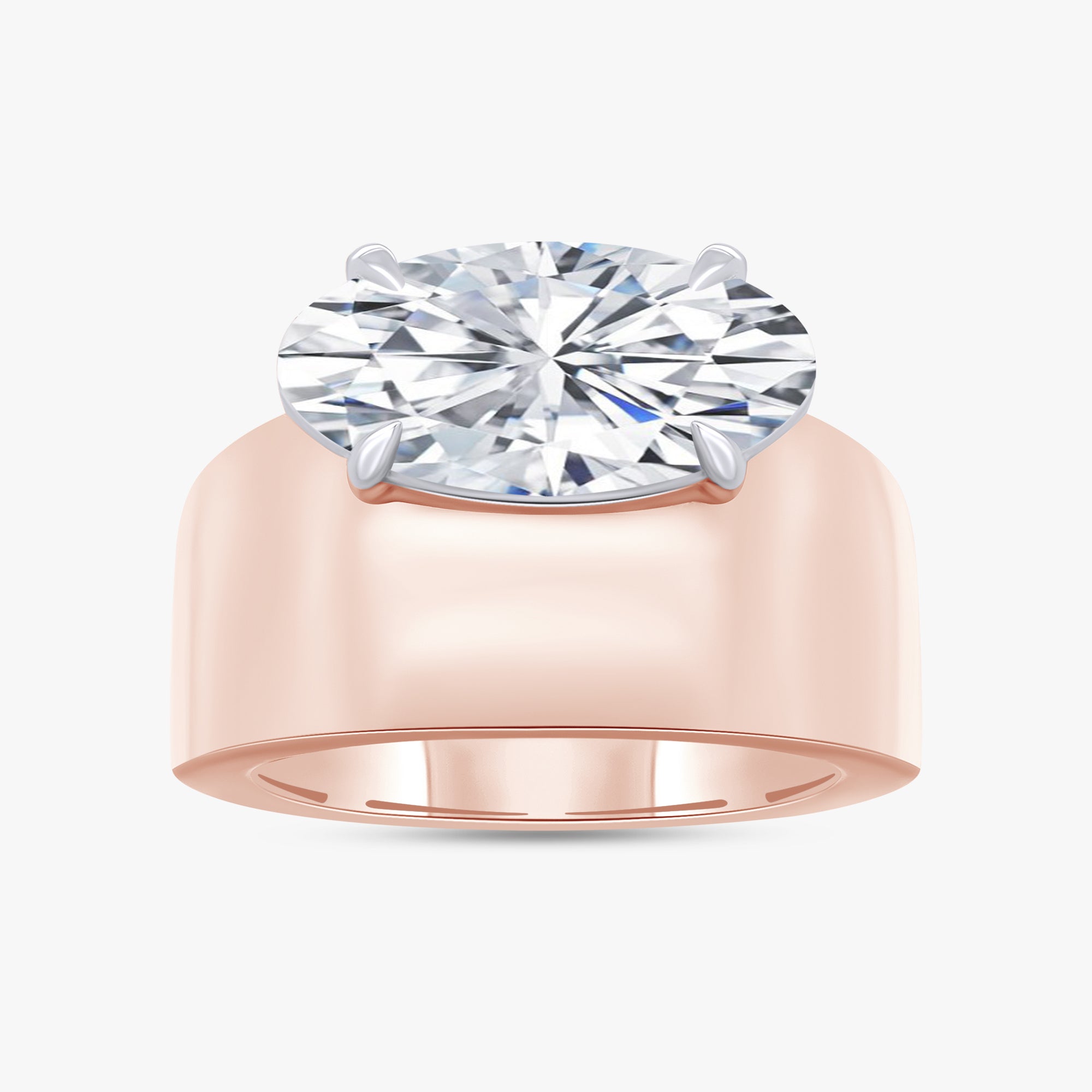 3.45 Carat Oval and Round Cut Lab Grown Diamond Solitaire Ring