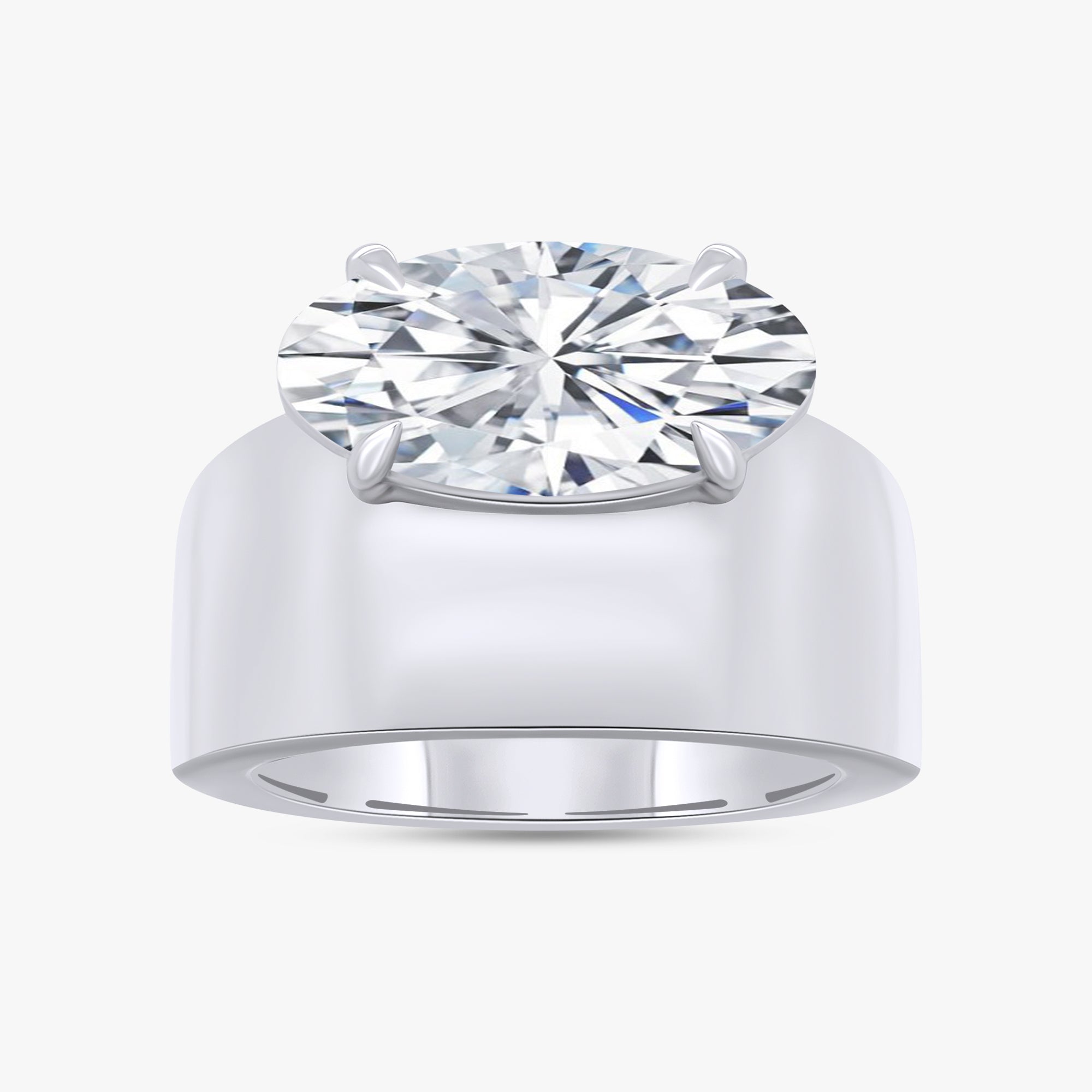 3.45 Carat Oval and Round Cut Lab Grown Diamond Solitaire Ring
